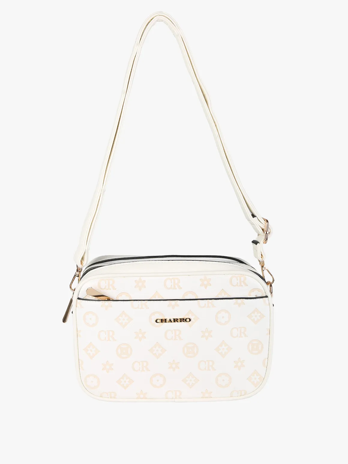 Charro Borsa a tracolla da donna con stampa monogramma - bianco
