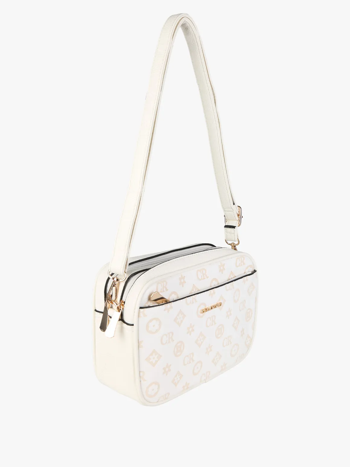 Charro Borsa a tracolla da donna con stampa monogramma - bianco
