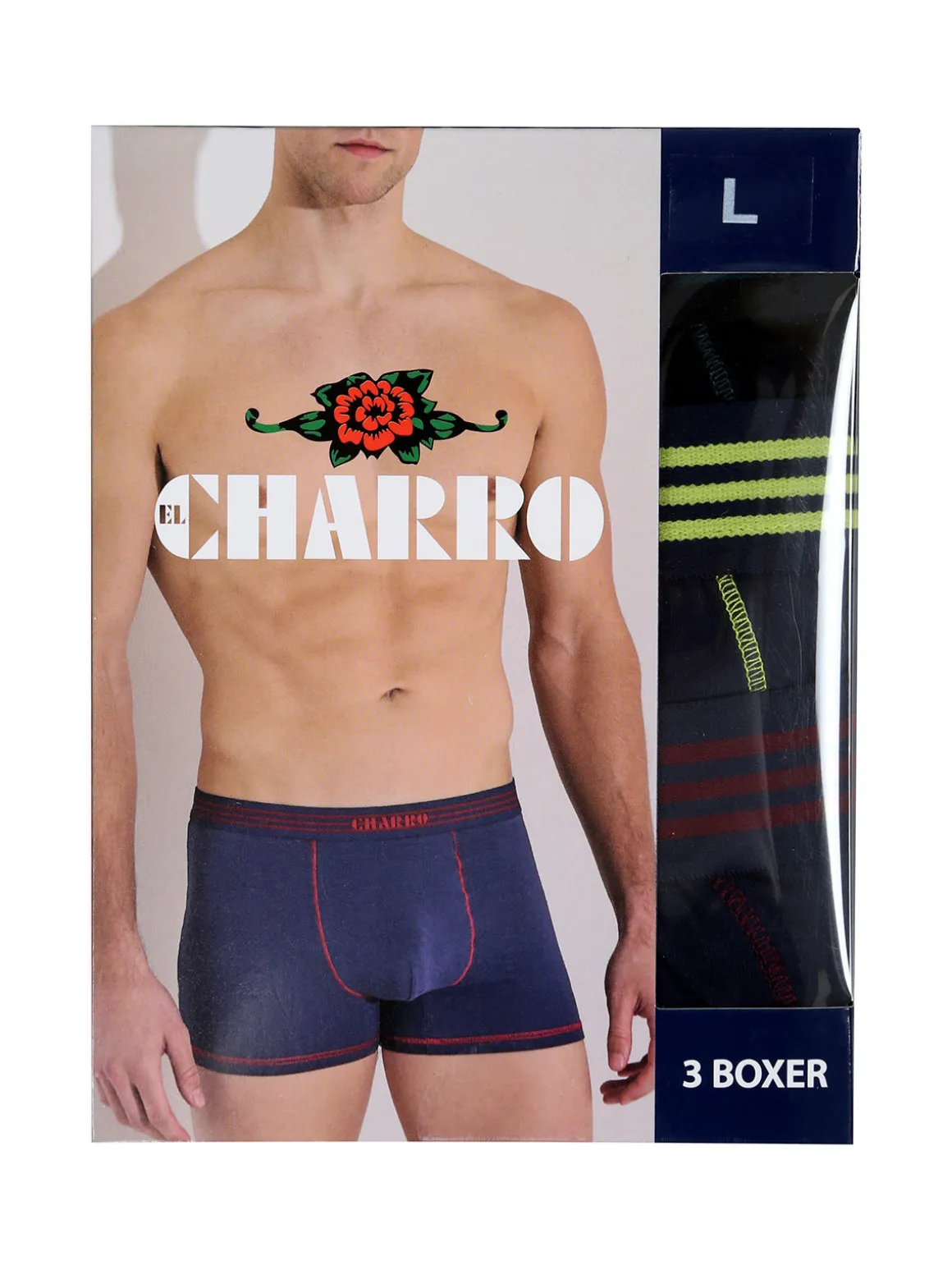 Charro Confezione da 3 boxer da uomo in cotone - assortito