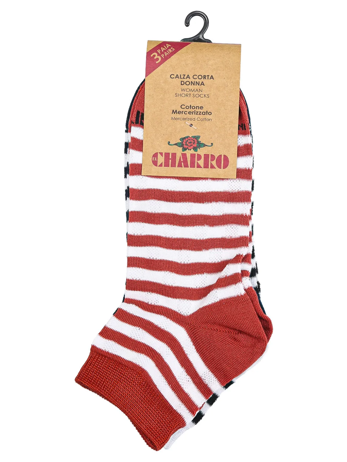 Charro Confezione da 3 paia di calze corte da donna in cotone