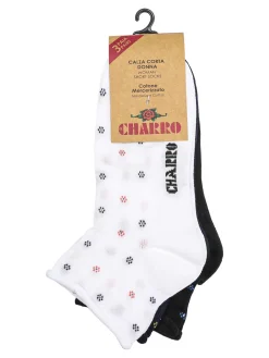 Charro Confezione da 3 paia di calze corte da donna in cotone