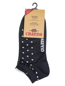 Charro Confezione da 3 paia di calze corte sneakers da donna a pois