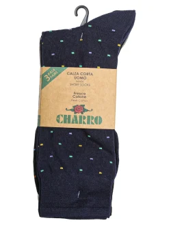 Charro Confezione da 3 paia di calze corte da uomo in fresco cotone