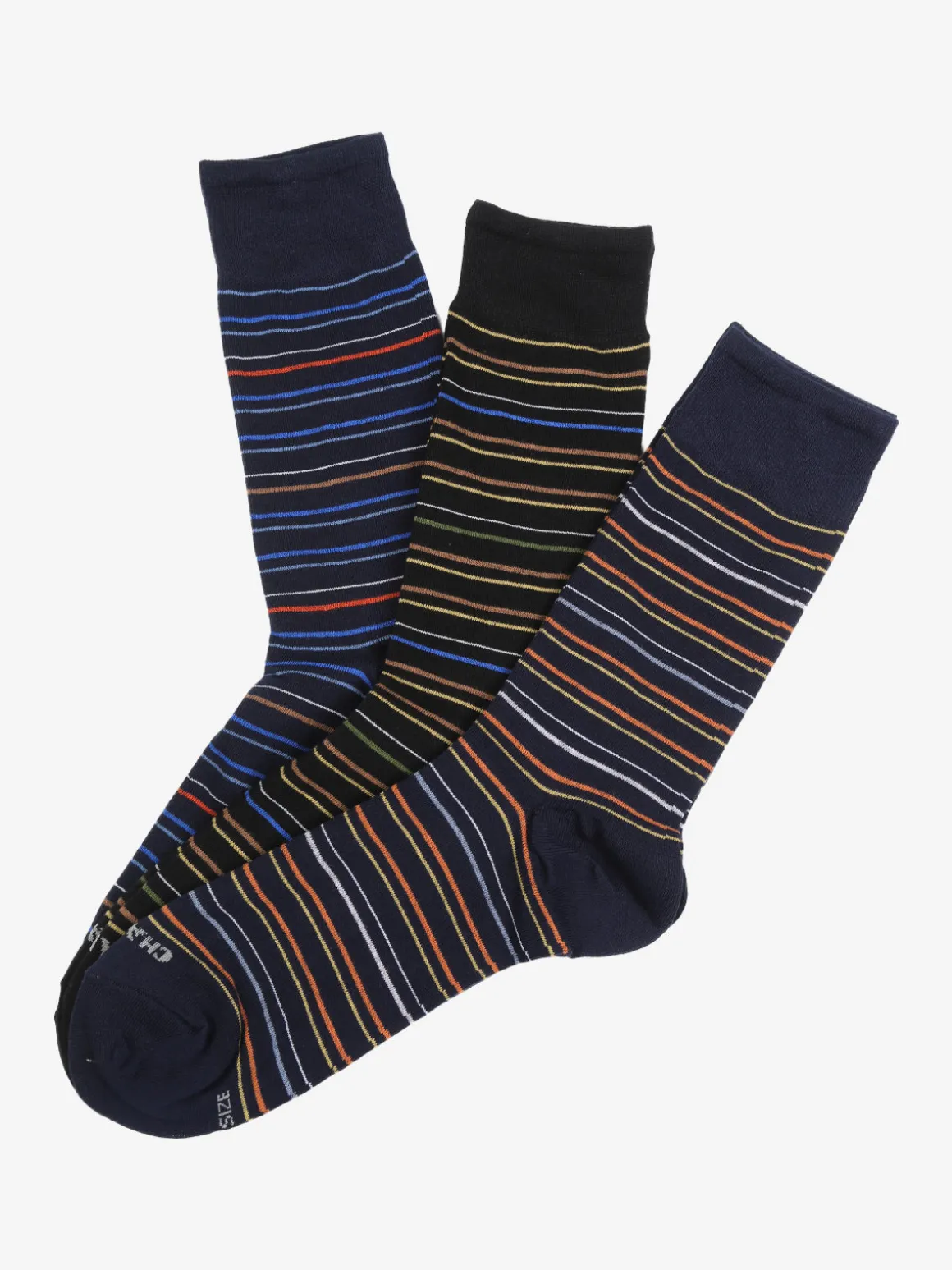 Charro Confezione da 3 paia di calze corte a righe da uomo in cotone