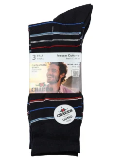 Charro Confezione da 3 paia di calze corte uomo a righe