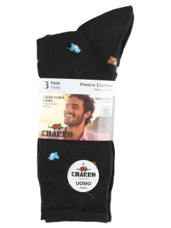 Charro Confezione da 3 paia di calze corte da uomo in cotone