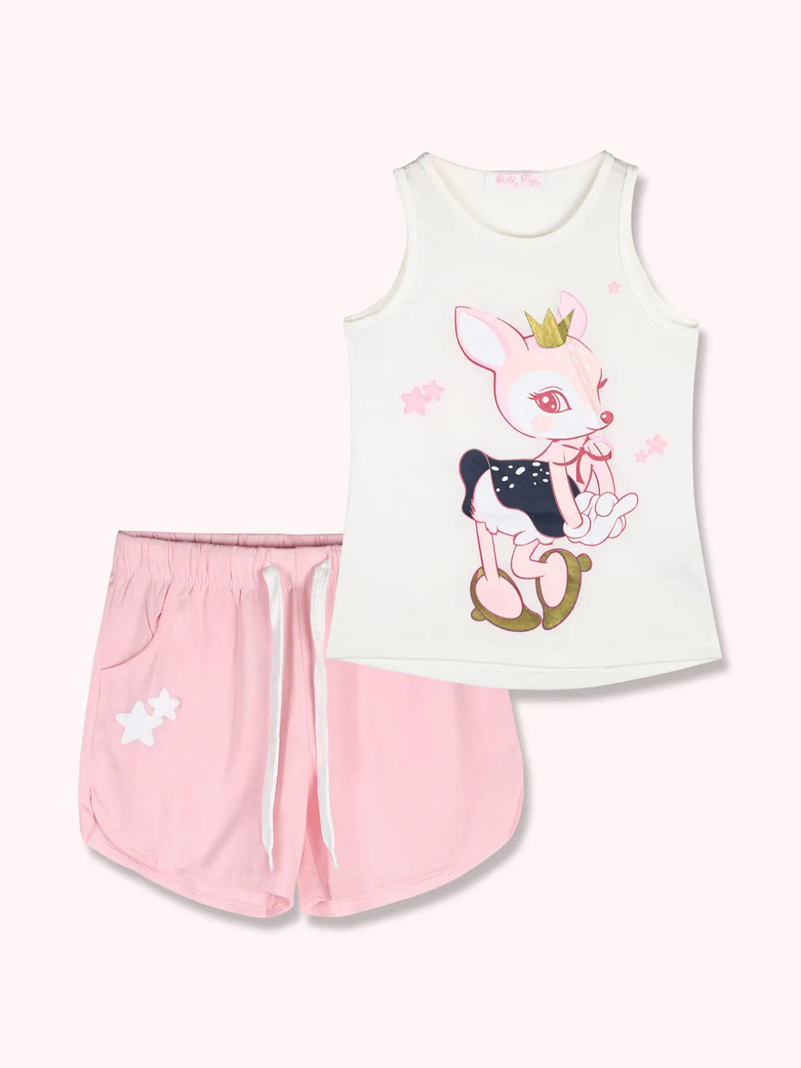 Child Face Completo corto da bambina con canotta e shorts