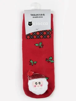 Ciocca Calze antiscivolo Babbo Natale rosse