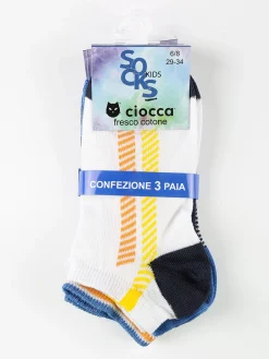 Ciocca Calze corte in cotone da bambino. Confezione da 3 paia