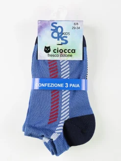 Ciocca Calze corte in cotone da bambino. Confezione da 3 paia