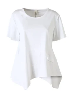 158c Maxi t-shirt donna in cotone asimmetrica - bianco