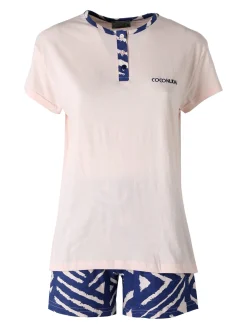 Coconuda Pigiama corto da donna in cotone con t-shirt e shorts a stampa - rosa