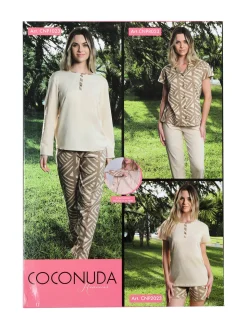 Coconuda Pigiama corto da donna in cotone con t-shirt e shorts a stampa - rosa