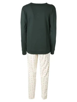 Coconuda Pigiama donna in cotone con stampe - verde scuro