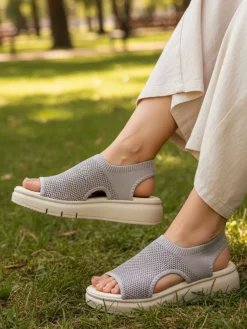 Confosana Sandali donna in tessuto con platform