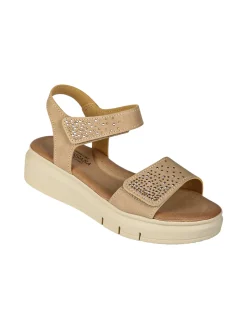 Confosana Sandali donna strass con platform e cinturini a strappo - beige