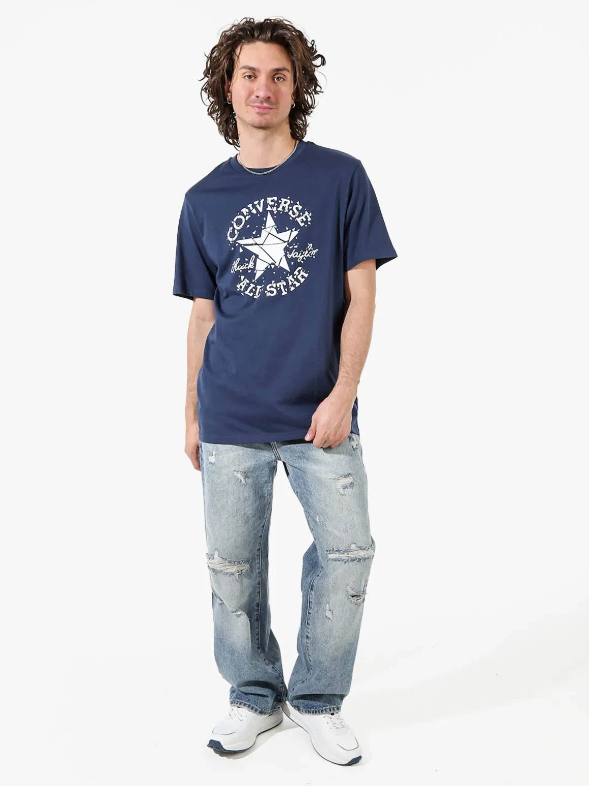Converse BROKEN GLASS t-shirt uomo con stampa logo - blu scuro