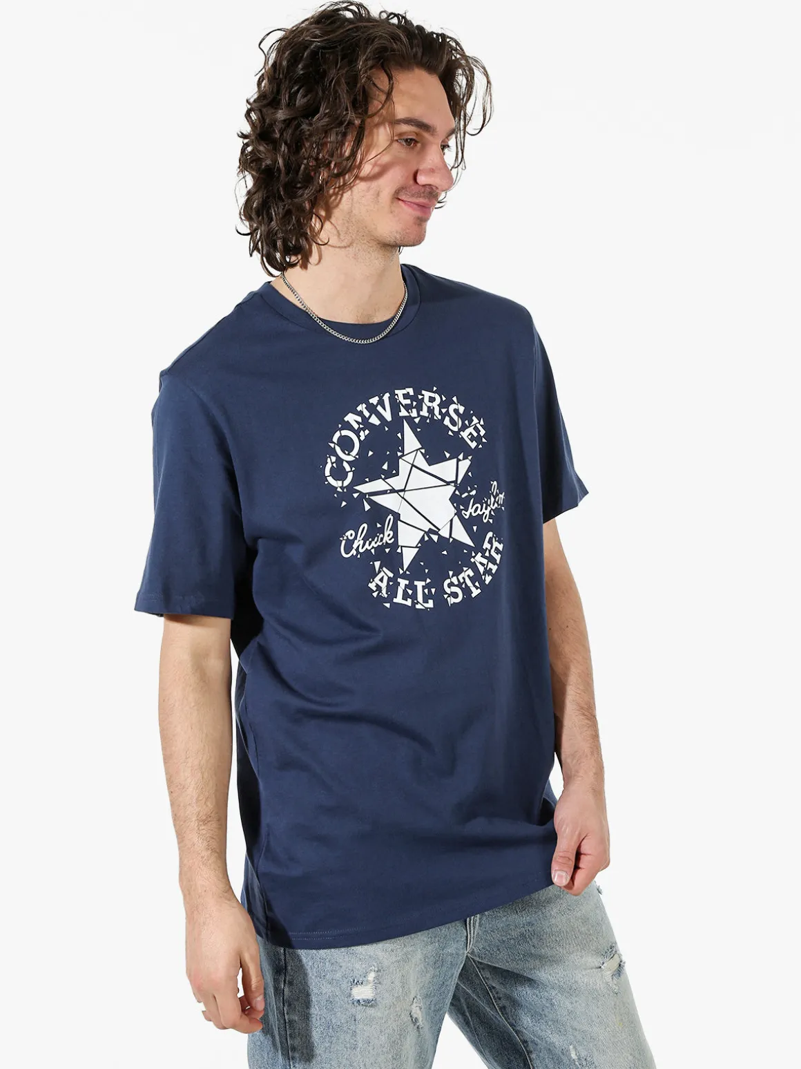 Converse BROKEN GLASS t-shirt uomo con stampa logo - blu scuro
