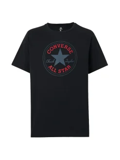 Converse CHUCK PATCH TEE t-shirt da uomo in cotone con stampa logo - nero