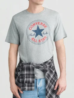 Converse CHUCK PATCH TEE t-shirt da uomo in cotone con stampa logo - grigio