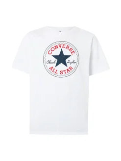 Converse CHUCK PATCH TEE t-shirt da uomo in cotone con stampa logo - bianco