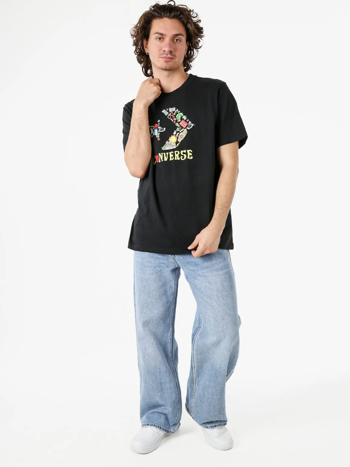 Converse T-shirt in cotone da uomo con stampa - nero