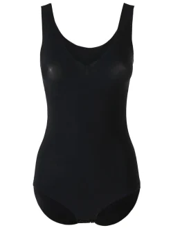 Cotonella AD691 Body donna invisibile in microfibra taglio laser - nero