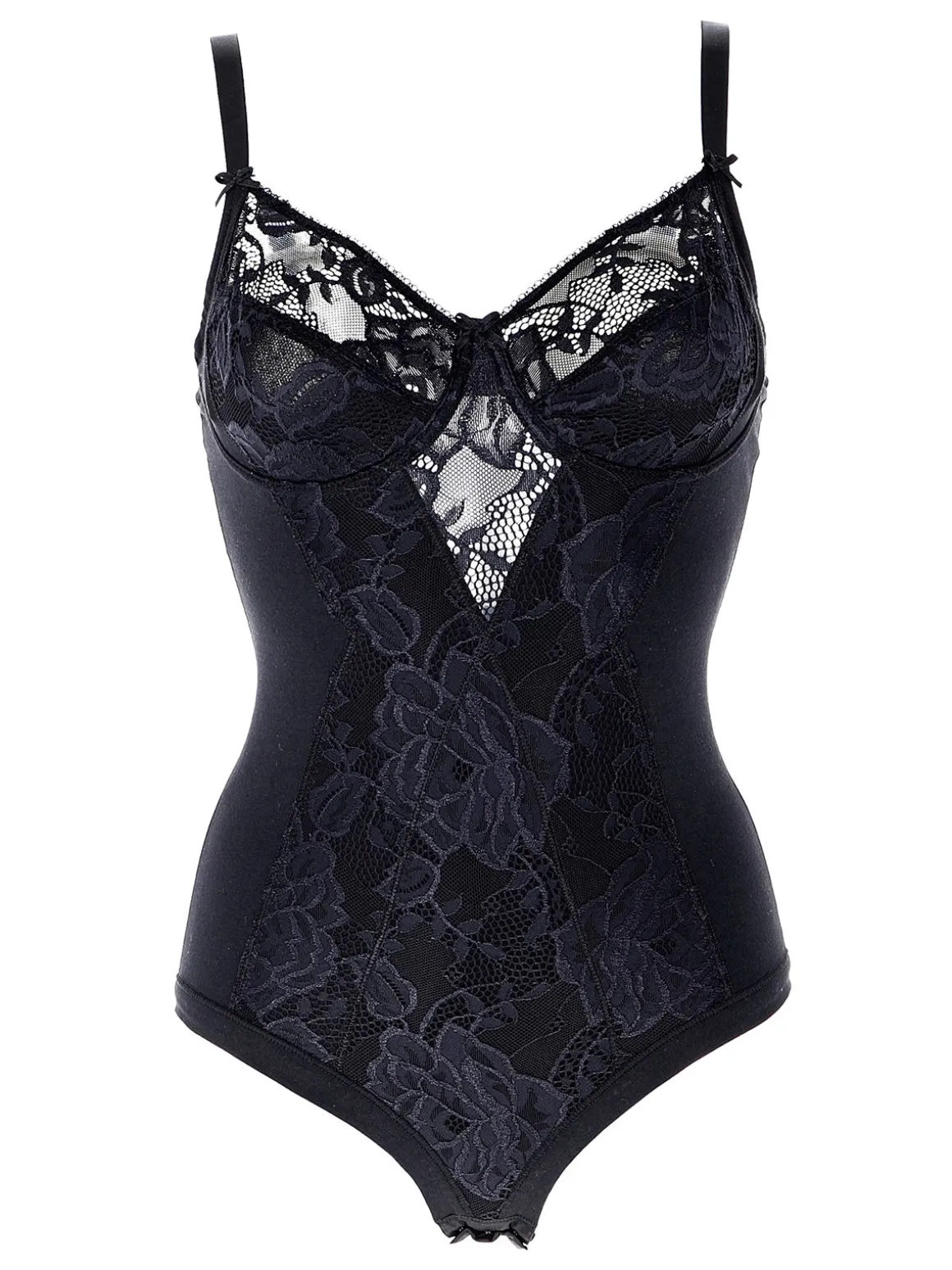 Cotonella CD521B Body donna in pizzo con ferretto coppa B - nero