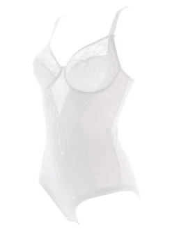Cotonella CD521D Body donna in pizzo con ferretto coppa D - bianco