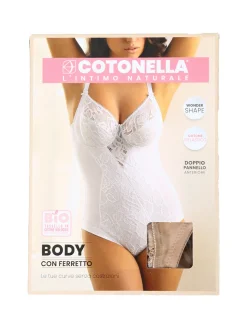 Cotonella CD521D Body donna in pizzo con ferretto coppa D - nero