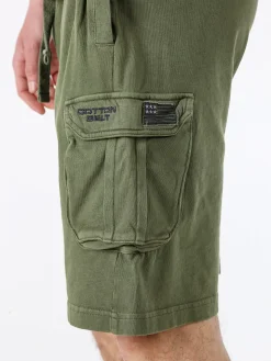 Cotton Belt Bermuda da uomo in cotone con tasconi laterali e coulisse - militare