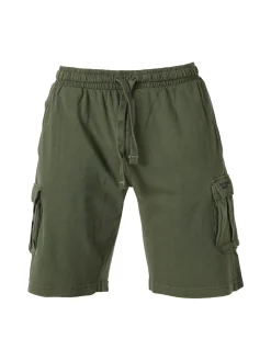 Cotton Belt Bermuda da uomo in cotone con tasconi laterali e coulisse - militare