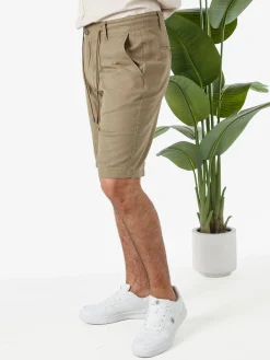 Cotton Belt Bermuda da uomo in misto lino con coulisse - khaki
