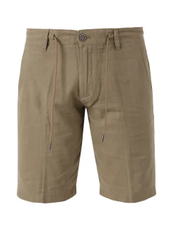 Cotton Belt Bermuda da uomo in misto lino con coulisse - khaki