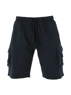 Cotton Belt Bermuda da uomo in cotone con tasconi laterali e coulisse - blu