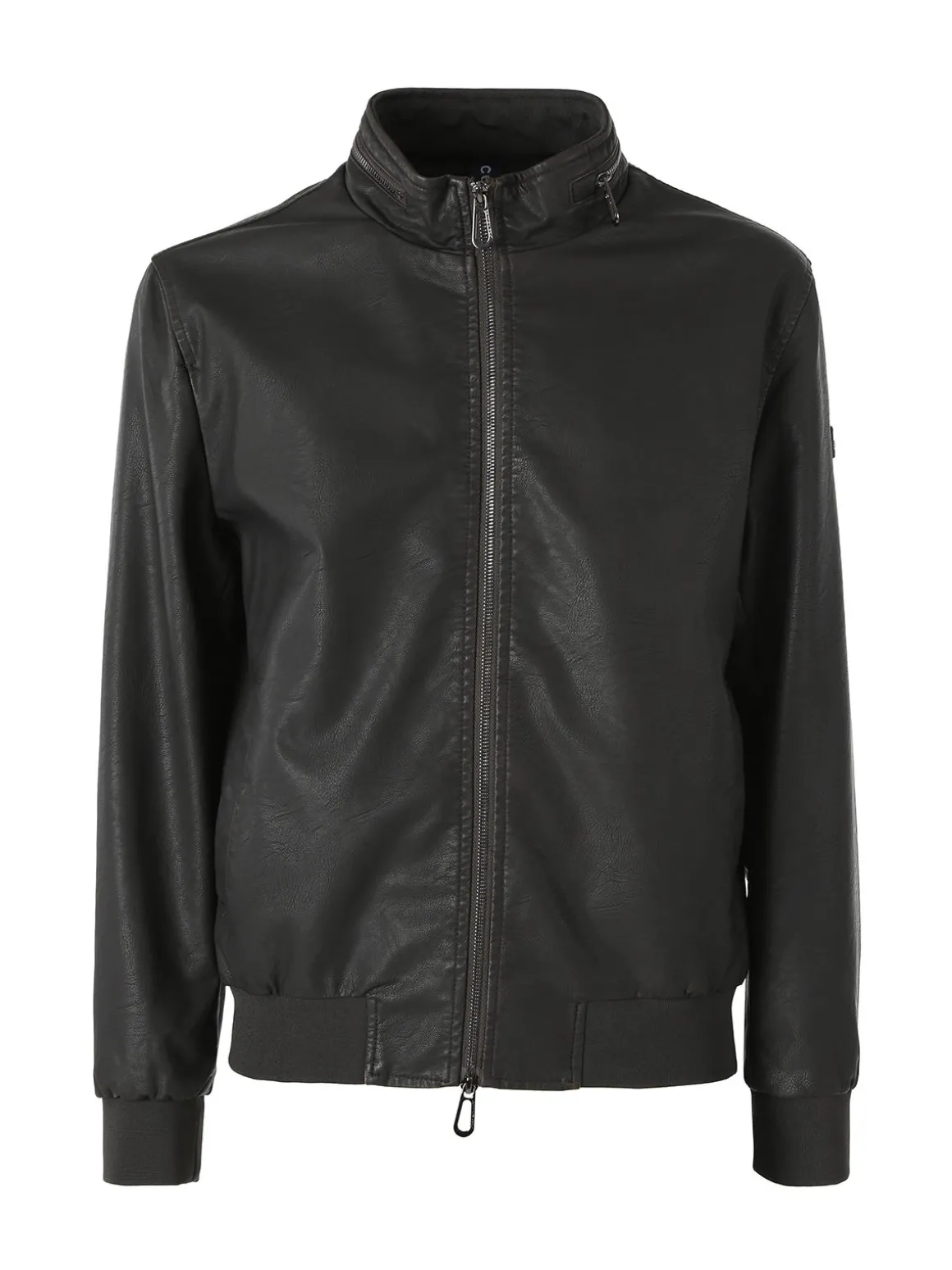 Cotton Belt Giacca in ecopelle da uomo con zip - moro