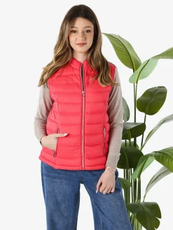Cotton Belt Gilet imbottito da donna con zip - fragola