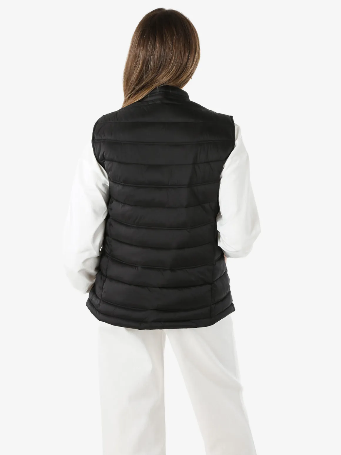Cotton Belt Gilet imbottito da donna con zip - nero
