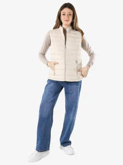 Cotton Belt Gilet imbottito da donna con zip - beige