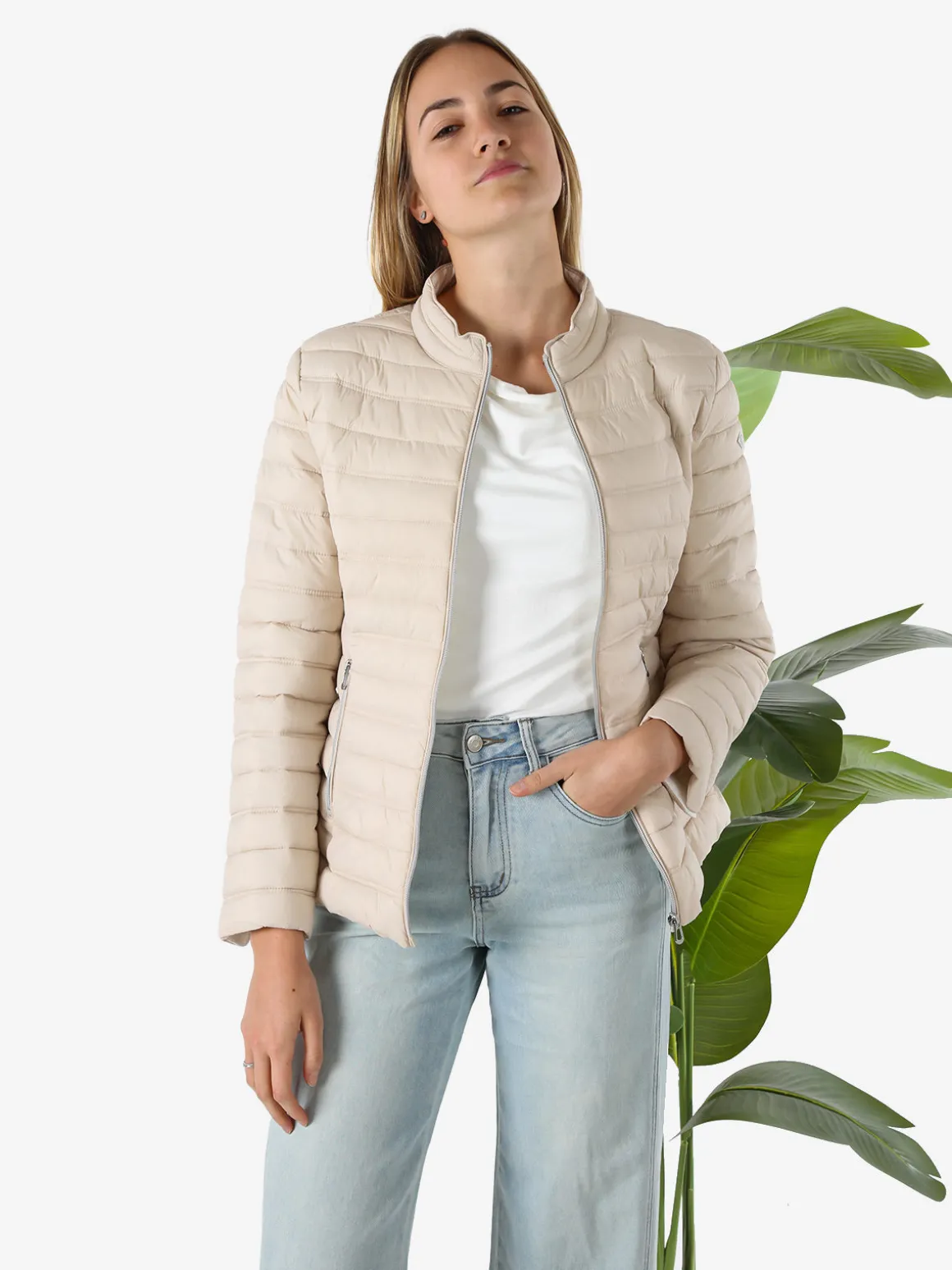 Cotton Belt Giubbino donna 100 grammi con zip - beige