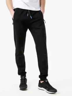 Cotton Belt Pantaloni tuta da uomo con coulisse e polsini - nero