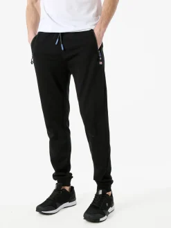Cotton Belt Pantaloni tuta da uomo con coulisse e polsini - nero