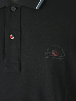 Cotton Belt Polo da uomo in cotone a maniche corte con logo - blu scuro