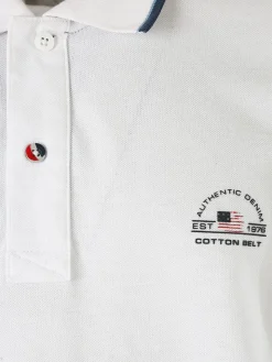 Cotton Belt Polo da uomo in cotone a maniche corte con logo - bianco