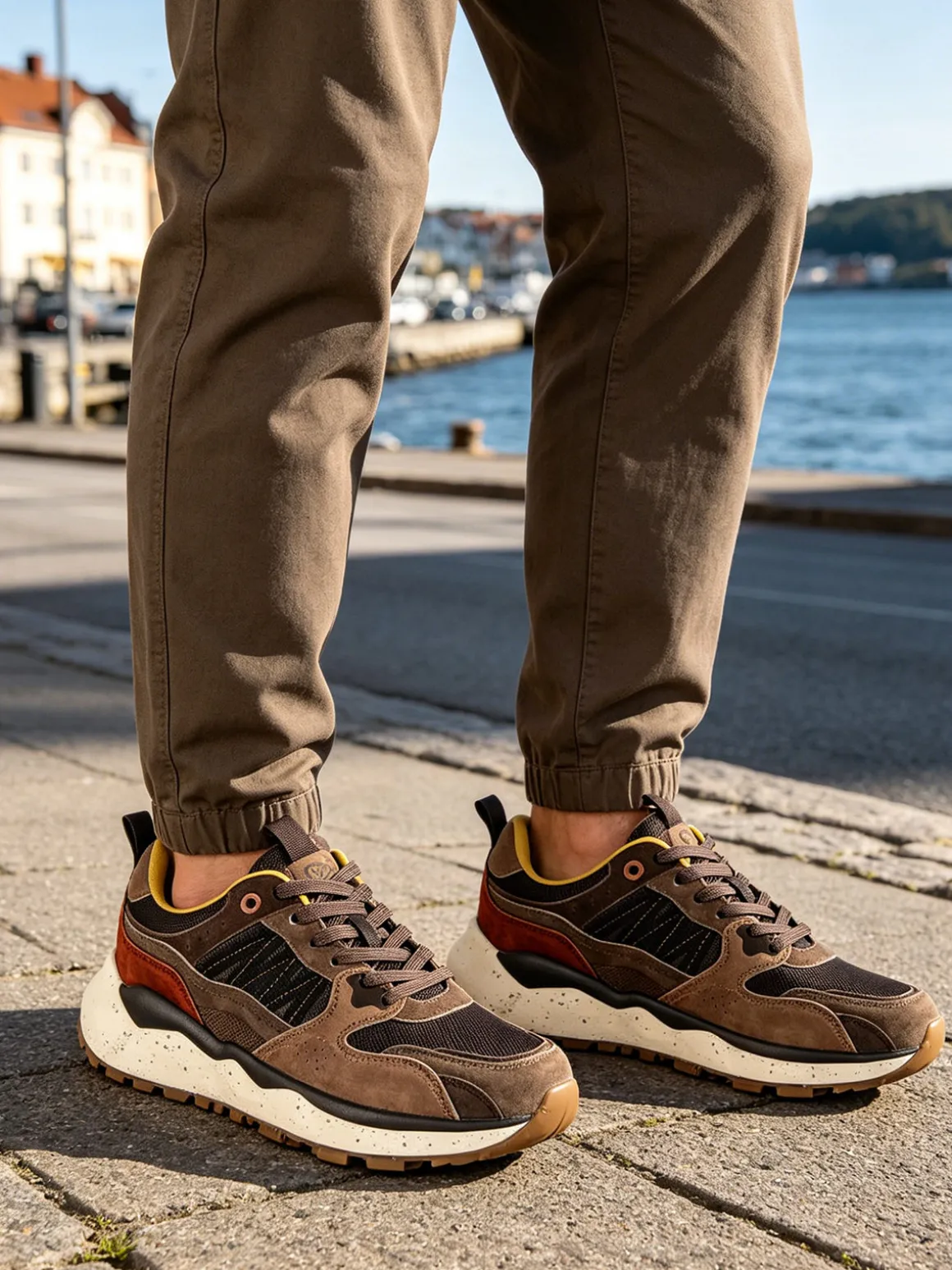 Cotton Belt Sneakers da uomo stringate - marrone