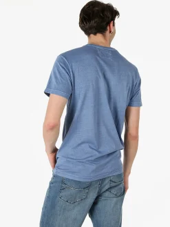 Cotton Belt T-shirt da uomo in cotone con stampa - blu