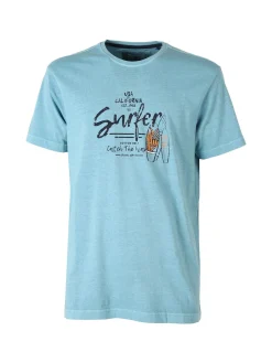 Cotton Belt T-shirt da uomo in cotone con stampa - turchese