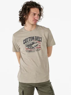Cotton Belt T-shirt da uomo in cotone con stampa - fango