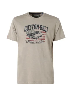 Cotton Belt T-shirt da uomo in cotone con stampa - fango