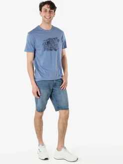 Cotton Belt T-shirt da uomo in cotone con stampa - blu